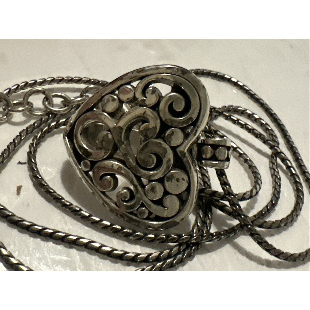 Brighton Love Lock Silverplated Heart Clip Lanyard ID Holder 32" Necklace